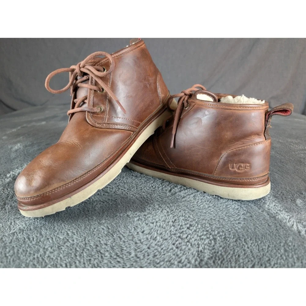 UGG Neumel Waterproof Brown Chukka Shearling Lined Ankle Boots‎ Men Size 12